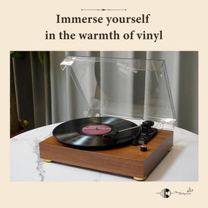 <span class=keywords><strong>Tocadiscos</strong></span> de madera retro y vintage, reproductor de discos de vinilo Hi-Fi Bluetooth de 3 velocidades con altavoces integrados para regalos de navidad - Product Image 3