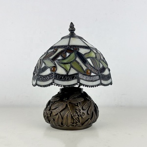 LongHuiJing Tiffany 8 Inch Colored Glass Table Lamp Country Style Reading Table Lamp Suitable for Bedroom Living Room Study - Product Image 4