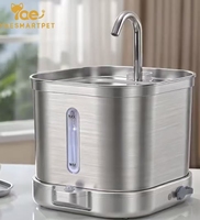 Fontaine à eau intelligente pour animaux de compagnie 2,5 L, batterie 5000 mAh, capteur IR caché, sortie à intervalle, 25 dB silencieuse, sans pompe, acier inoxydable 304