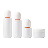 Juego de Envases Cosméticos de Vidrio Vacíos de Lujo, Botella de Loción con Bomba Naranja, Tarro de Crema de 30-150 ml, Envase para Cuidado de la Piel, Impresión Personalizada