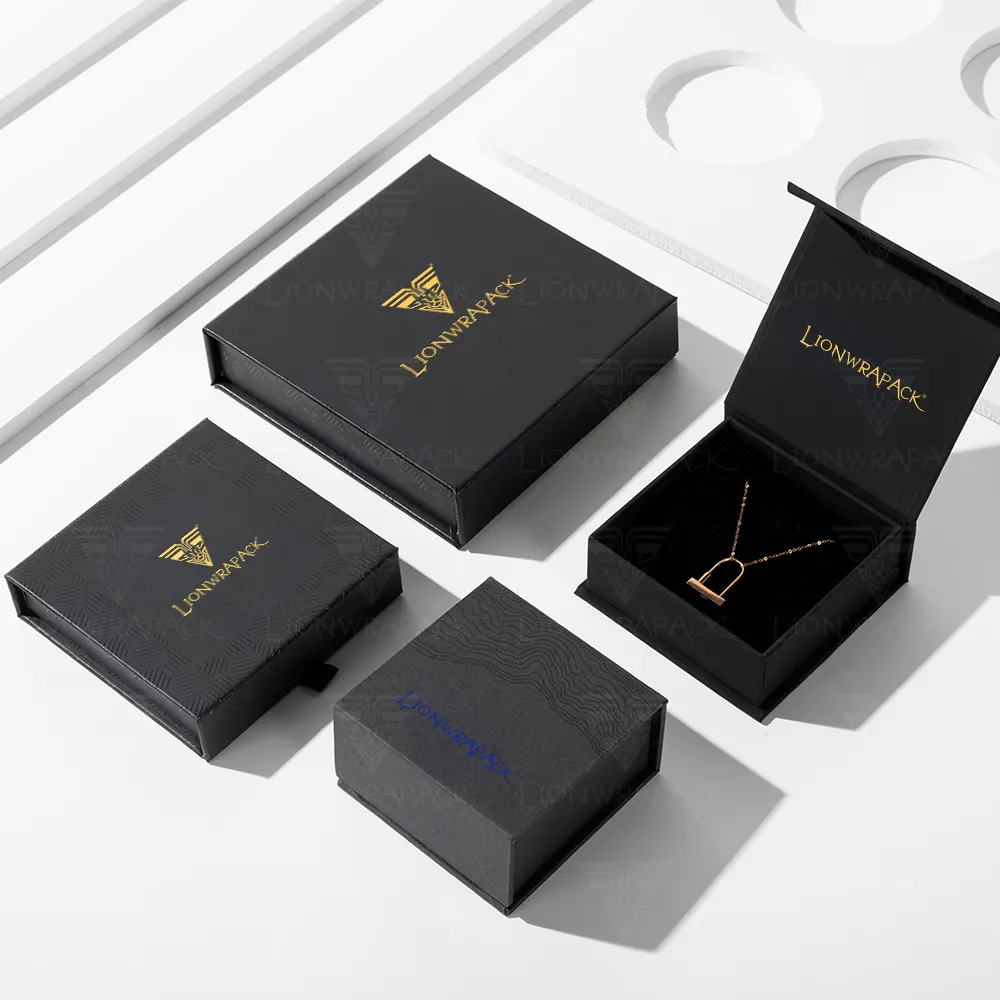 Échantillons gratuits d'orge Rectangle Papier Collier Bracelet GiftJewelry Collier coulissant Boîte magnétique Boîtes à bijoux avec logo luxe