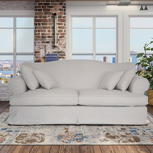 Meubles de style hamptons français tissu de lin plume de canard ensemble de canapé sectionnel confortable - Product Image 4