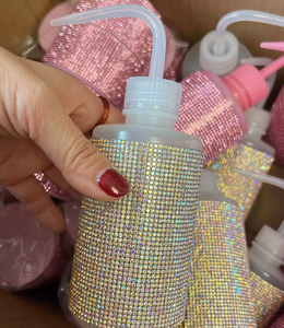 Rhinestone <b>Plastic</b> Tattoo Wash <b>Bottle</b> <b>Squeeze</b> Rinse <b>Bottle</b> for Lash Extension Cleaning Beauty Tool - Product Image 3
