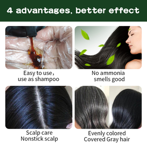 Champú Natural a Base de Hierbas para Teñir el Cabello de Negro de Forma Semipermanente para Cabello Blanco - Product Image 4