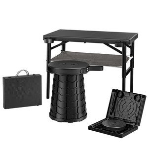 Ensemble <span class=keywords><strong>table</strong></span> et chaises pliantes réglables portables, idéal pour le camping, les pique-niques, les barbecues, les stands de rue, l'utilisation en appartement - Product Image 1