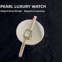 SYN NAIDU Montre Femme à Quartz Analogique, Bracelet en Alliage, Perles de Luxe Légères et Tendance