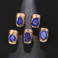 Bague ajustable pour femme, faite à la main, en agate druzy naturelle, cristal de guérison, tendance, pour cadeau