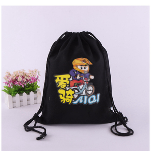 Borsa sportiva personalizzata in tela di cotone tinta unita con coulisse borsa da viaggio mini borse da scuola zaino articoli promozionali con logo - Product Image 6