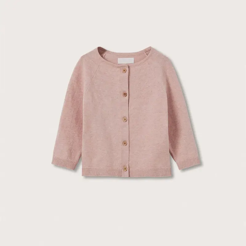 Vente en gros Manteau pull chaud pour bébé pour l'automne et l'hiver Couleur unie Col rond Pull tricoté pour enfants Cardigan