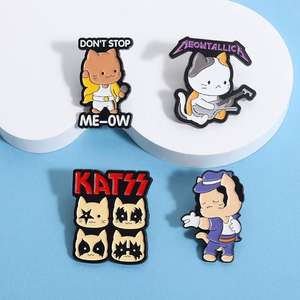 روك باند القط المينا دبابيس لطيف يموت الصب الموسيقى دبابيس الحيوان للسترات الدنيم نمط بانك سبيكة شارة - Product Image 4