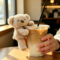 Mini ours en peluche personnalisable et mignon avec Velcro pour pailles de tasses à café et breloques de sac à dos