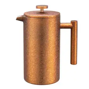 350Ml 800Ml 1000Ml Custom Koffie Plunger Metalen Koffiezetapparaat Dubbele Muur Roestvrij Staal Franse Pers Groothandel