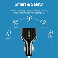 En stock Chargeur de voiture USB 3 ports 35W QC3.0 à charge rapide avec protection OTP/OCP Blanc pour téléphones mobiles