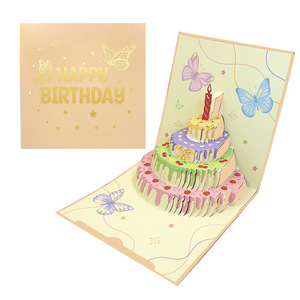 Biglietto d'<span class=keywords><strong>auguri</strong></span> 3D Pop-Up con Luce LED e Musica, Biglietto a Forma di Torta Fatto a Mano, Biglietto Personalizzato per Regalo di <span class=keywords><strong>Compleanno</strong></span> - Product Image 2