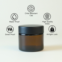 Pot en verre ambré personnalisé avec logo, 1-18 oz, protection UV, pot en verre brun CR avec couvercle hermétique – Vente chaude