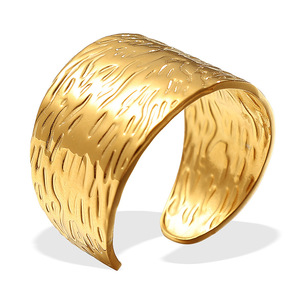 Minimalist <b>Titanium</b> Steel <b>Ring</b> For Women 18K Gold Plated Open Geometric Design Gift Jewelry - Product Image 5