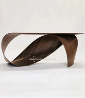 Table à thé en bois massif de forme spéciale, courbée à chaud, pour hôtel et bureau, bureau et table basse en bois d'origine chinoise