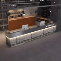 M2 Display Comptoir de bar industriel à LED en forme de L Café Boutique Design Table basse Celler à vin Comptoir de bar de restaurant en acier inoxydable
