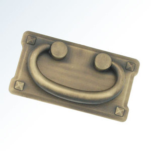 Traditional Cast Iron Rectangle Drawer Pull Handle with Oval Ring and Diamond <b>Corners</b> for <b>Cabinet</b> Storage Closet Use - Product Image 6