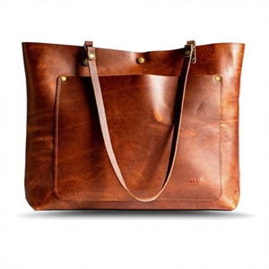 Pochette en cuir véritable faite à la main avec fermeture éclair, souple, imperméable, durable, écologique, légère, sacs à main décontractés et tendance - Product Image 4