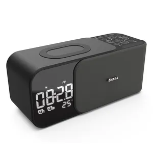 Новый цифровой FM будильник с возможностью быстрого Беспроводное зарядное устройство USB BT динамик отель радио музыка прикроватная лампа для дома