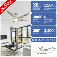 Ventilateur de plafond 1stshine de 56 pouces, haute performance, style luxueux, très bien noté, écologique, de qualité commerciale, confortable, avec éclairage LED