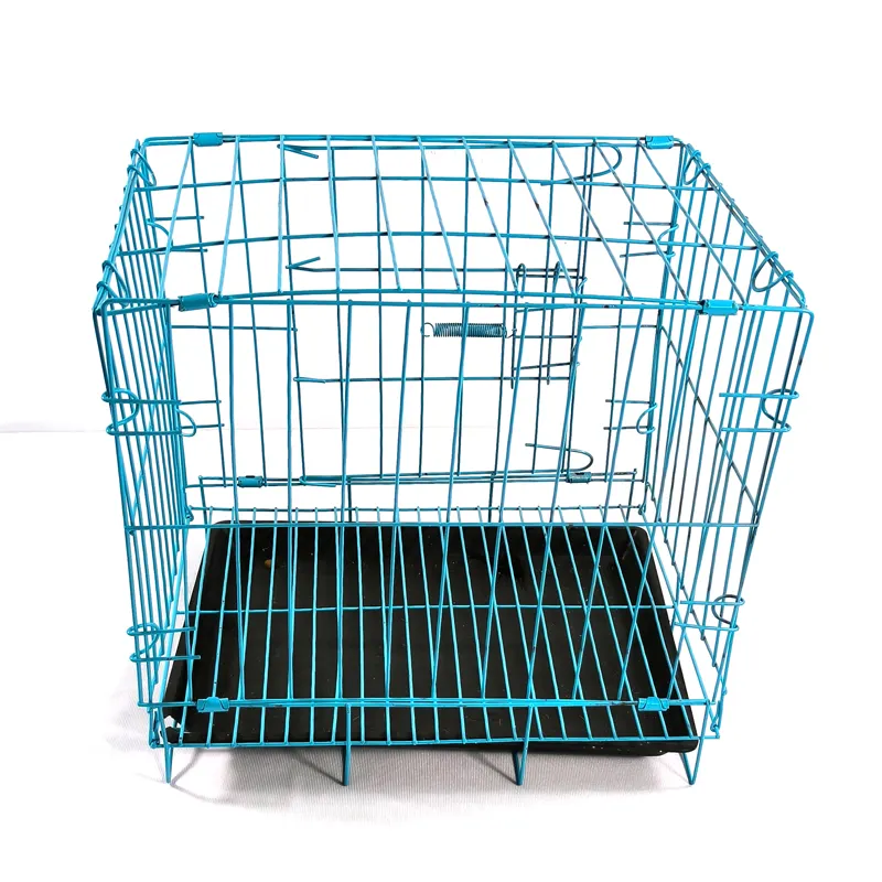 High Quality Collapsible Metal Dog Cage Travel Pet Crates Cages Metal Wire Single Dog Puppy Crate With ABS Plastic Tray