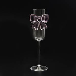 56H High Footed Light Luxury Pink Large Bow <strong>Glass</strong> <strong>Cup</strong> Transparent Heat-resistant High Borosilicate Home Cold Drink <strong>Cup</strong> Supplier - Product Image 5