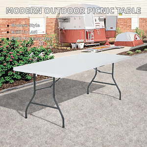 Mesa Dobrável Portátil de HDPE de 1,80m (<span class=keywords><strong>6</strong></span> pés) de Fácil Limpeza - Mobiliário Semi-Branco para Festas e Eventos ao Ar Livre - Product Image 2