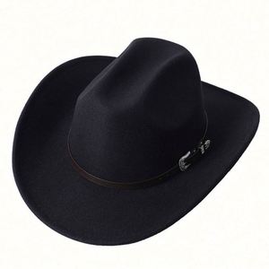 Sombreros de Vaquero Negros de Texas al por Mayor, Estilo Nuevo 2022, Material de Poliéster y Algodón, para Adultos - Product Image 6