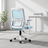 Chaise de bureau ergonomique moderne en tissu pour la maison, dossier haut, pivotante, accoudoirs réglables, structure en plastique, base en fer, réglage manuel de la hauteur