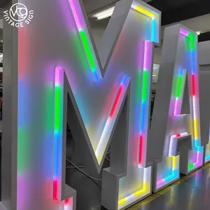 Letras del alfabeto decorativas para eventos grandes Mr And Mrs Grad Marquee Letter Vintage Led Sign Metal impermeable Led Marquee Letters