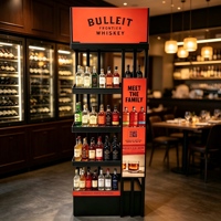 Support d'affichage pour spiritueux en métal sur mesure, présentoir de vente au détail pour whisky sur pied pour exposition en magasin de vins