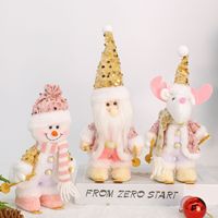 Handgefertigte Pailletten-Strick Öko-freundliche Klassische Weihnachtspuppe Weihnachtsmann Schneemann Rentier Figur Tischdekoration Weihnachtsdekoration für Zuhause