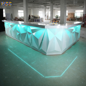 Diseño de <span class=keywords><strong>Barra</strong></span> de Bar para Club Nocturno, Piedra Artificial Blanca Diamante, Iluminación LED, Moderno y Lujoso, para Restaurante Marino - Product Image 3