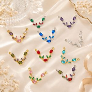 18K Vergoldete Kupfer-Tulpen-Doppelanhänger-Halskette, Modischer Zirkon-Blumenanhänger, DIY-Schmuck mit Edelstahlkette - Product Image 2