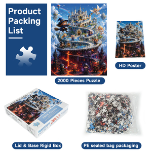 2000 pièces de puzzle Château Magique Fantastique, impression couleur, découpe de précision, revêtement mat anti-reflet, dos gris 2mm, avec lettres de répartition, en vrac, OEM - Product Image 4