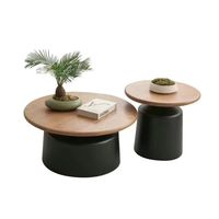 Ensemble de tables basses gigognes de style nordique, plateau rond en bois massif, base blanche mate, tables d'appoint pour salon, style moderne minimaliste