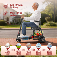 Scooter de mobilité à vitesse de 8 km/h, léger en aluminium de 14 kg, 3 roues, moteur de 270 W, double batterie, frein électromagnétique, scooter pour personnes âgées