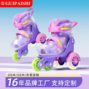 Lil' Skaters Adjustable <b>Roller</b> Skates For Kids 3-6 Years Double Row <b>Flashing</b> Wheels Purple And Blue Plastic Shell - Product Image 5