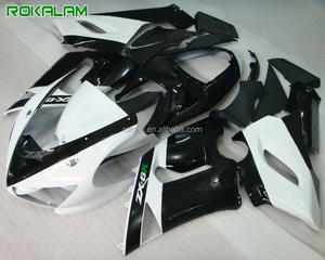 Carénage ZX-6R 05 06 pour <span class=keywords><strong>Kawasaki</strong></span> <span class=keywords><strong>Ninja</strong></span> <span class=keywords><strong>ZX6R</strong></span> ZX 6R 636 2005 <span class=keywords><strong>2006</strong></span> Blanc Noir Carénage Pièces de carrosserie Ensemble - Product Image 1