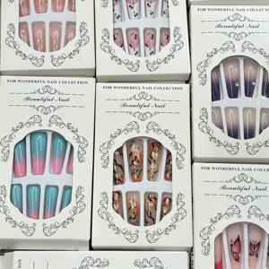 Venta al por mayor de <span class=keywords><strong>manicura</strong></span> de uñas de alta calidad 3D perla reutilizada ataúd almendra cuadrado brillo uñas arte Gel prensa en las uñas con pegamento - Product Image 5