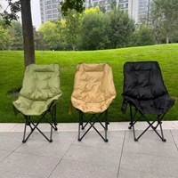 Chaise de camping pliable portable à dossier haut réglable, rembourrage en tissu Oxford épais et rembourré