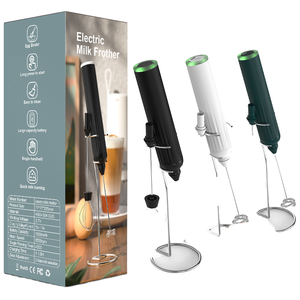 Mousseur à lait électrique en acier inoxydable avec support pour café <span class=keywords><strong>et</strong></span> thé, outils de préparation de café <span class=keywords><strong>et</strong></span> de thé en boîte, y compris un moulin - Product Image 2