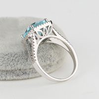 Bagues signet personnalisées pour femmes, argent sterling 925, carrées, fausses bagues en saphir bleu