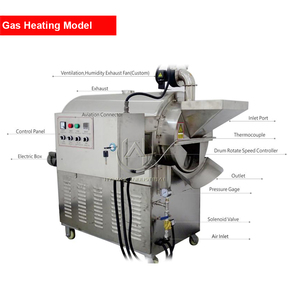 30-500 किलोग्राम/बैच स्टेनलेस स्टील इलेक्ट्रिक गैस हीटिंग कोको कॉफी बीन्स अनाज मूंगफली सोयाबीन के बीज नट रोस्टिंग मशीन - Product Image 3