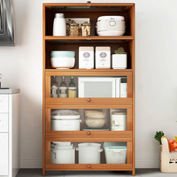 Armoire de rangement multifonctionnelle en bambou à 5 couches de type à clapet avec armoire de rangement domestique et armoires en bois