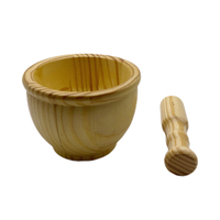 Ensemble mortier et pilon en pin naturel, écologique, durable, de qualité alimentaire, petit moulin à épices en bois poli pour la cuisine et le broyage d'herbes