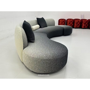 Juego de Sofás Curvos de Lujo Contemporáneos Grises de Foshan, Nuevo Modelo de Muebles para Sala de Estar, Tela 01, Seccional Contemporáneo - Product Image 4