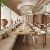 Meubles de restaurant durables sur mesure en gros, ensemble de sièges et de tables en bois courbé en forme de S, revêtement en velours, pour café, hôtel